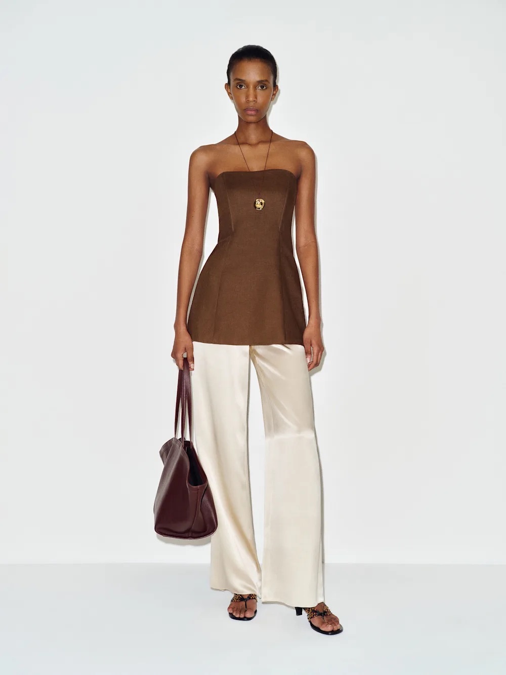 Reformation Aurina Strapless Spaghetti Strap Linen Camisole Tank Top Size 2 Brow